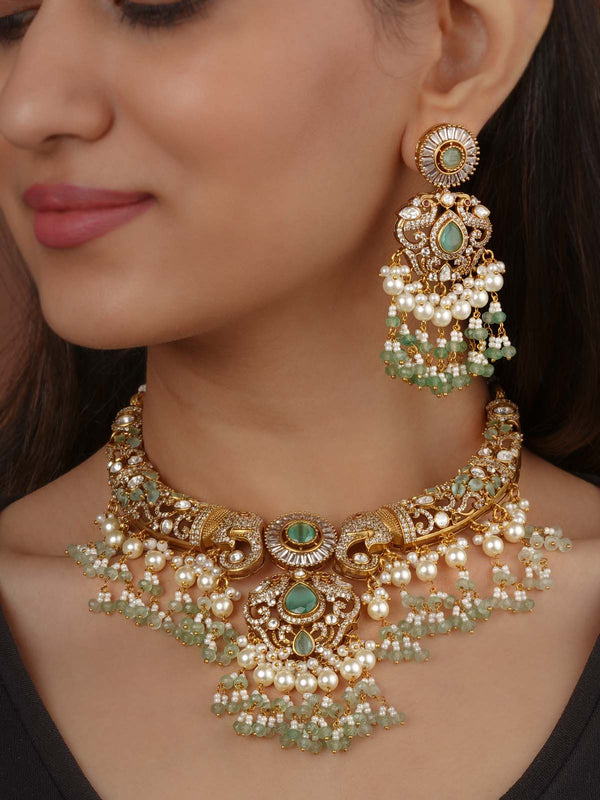 Gold Plated Moissanite Necklace Set - MO-S138