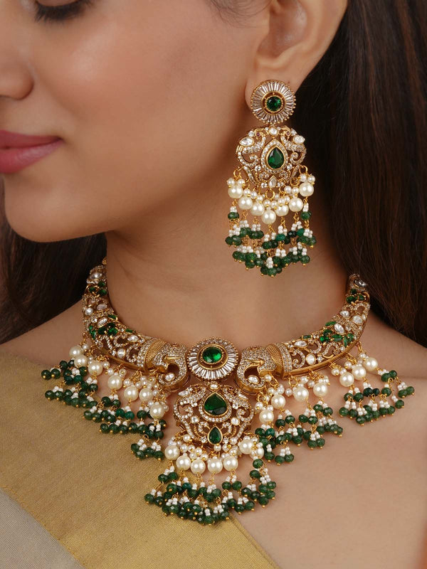 Gold Plated Moissanite Necklace Set - MO-S138