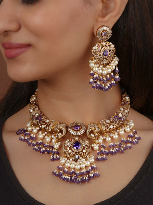 Gold Plated Moissanite Necklace Set - MO-S138