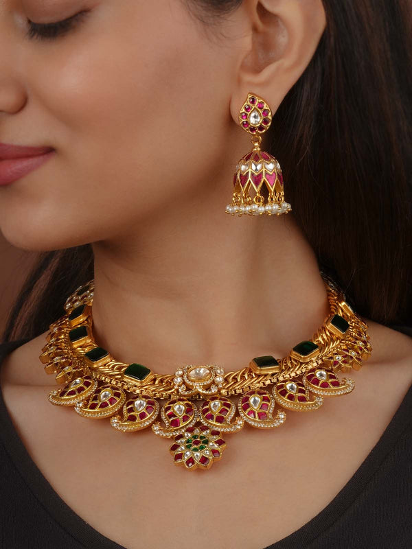 Gold Plated Moissanite Necklace Set - MO-S140