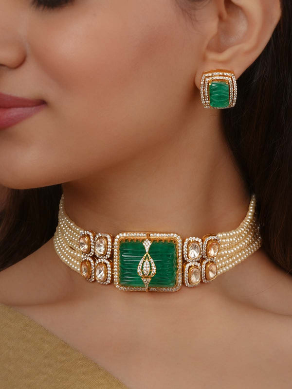 Gold Plated Moissanite Necklace Set - MO-S141