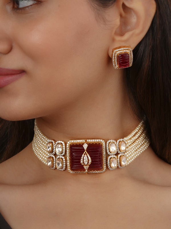 Gold Plated Moissanite Necklace Set - MO-S141