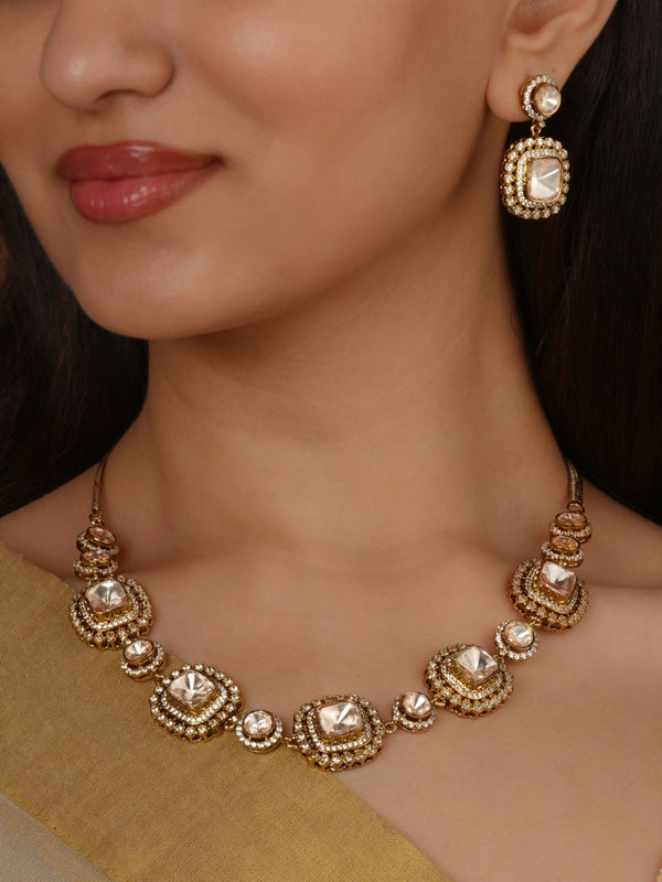 Gold Plated Moissanite Necklace Set - MO-S143