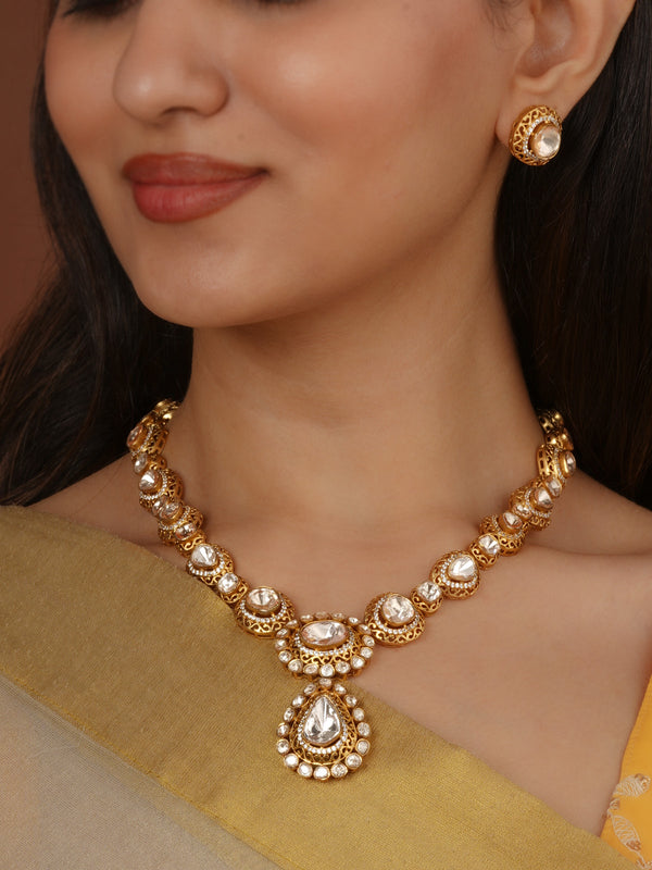 Gold Plated Moissanite Necklace Set - MO-S144