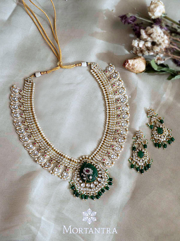 Multicolor Gold Plated Jadau Kundan Bridal Necklace Set MO-S21M