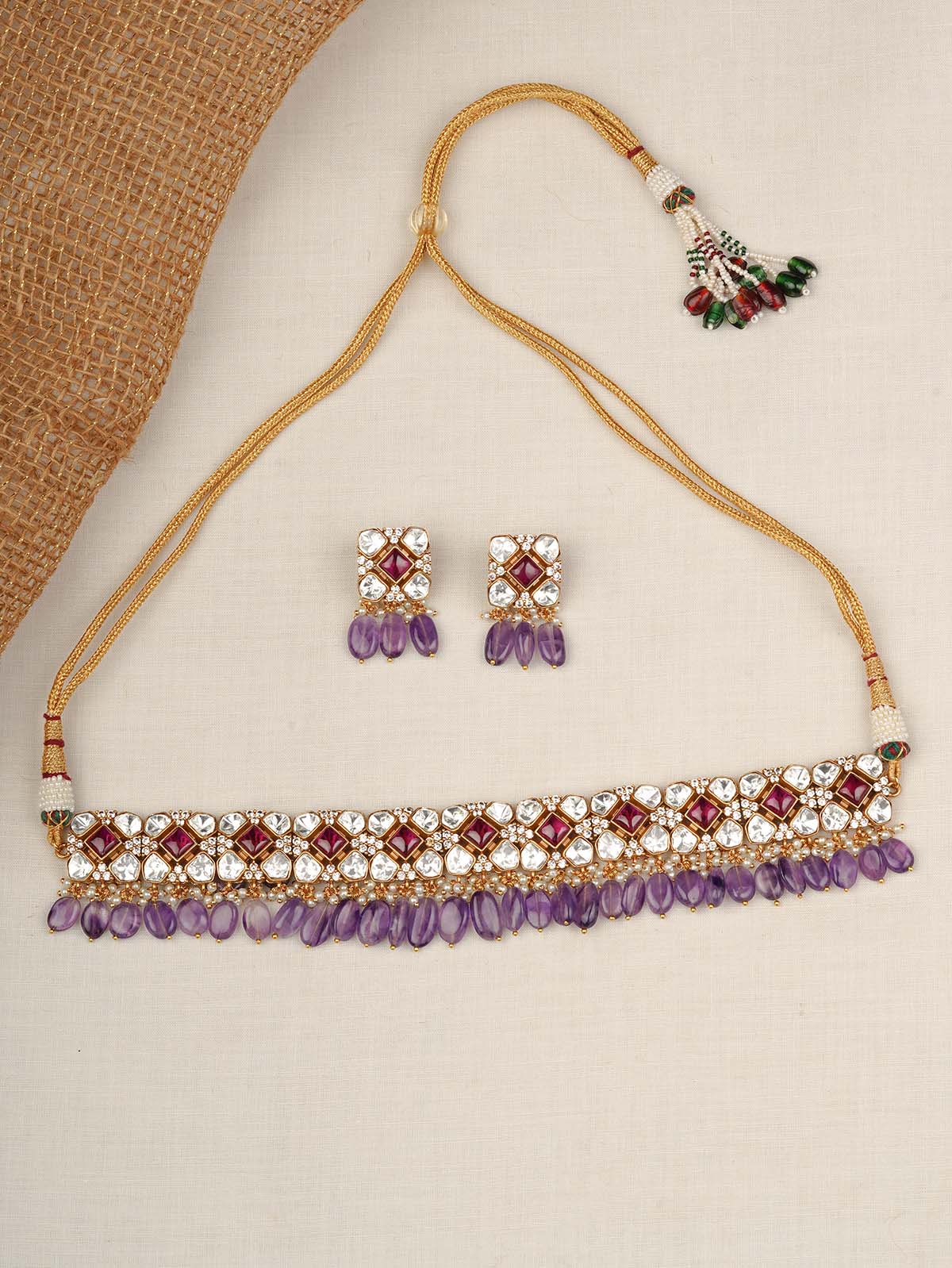 MO-S3WPA - Multicolor Jadau Kundan Necklace Set