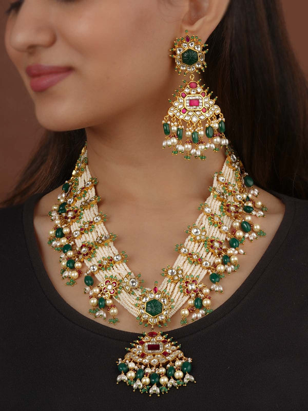 Multicolor Gold Plated Moissanite Necklace Set - MO-S74M