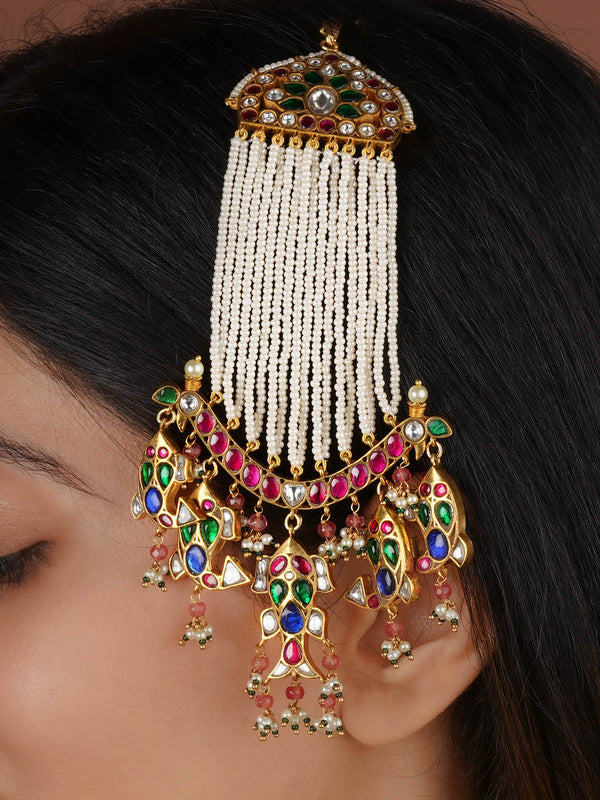 Multicolor Gold Plated Jadau Kundan Passa - MP15M