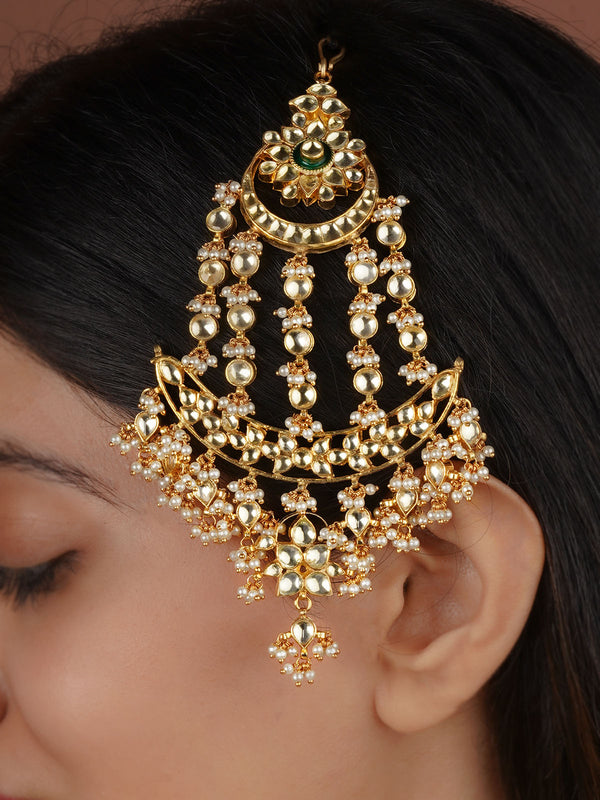 MP18Y - White Color Gold Plated Jadau Kundan Passa