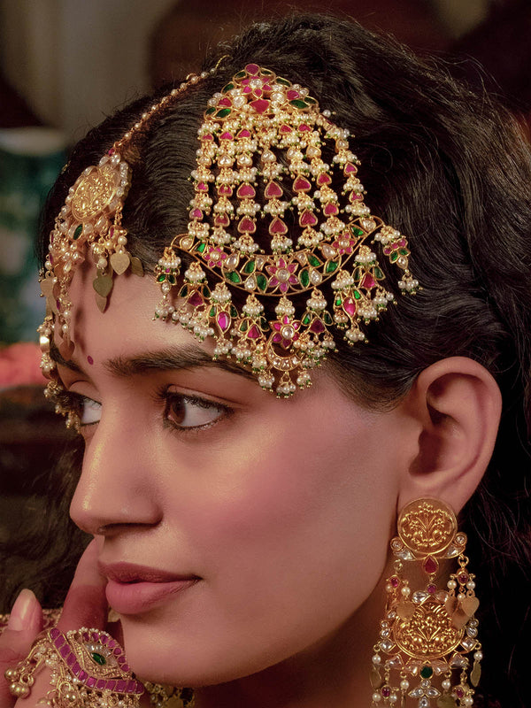 Multicolor Gold Plated Jadau Kundan Passa - MP24M