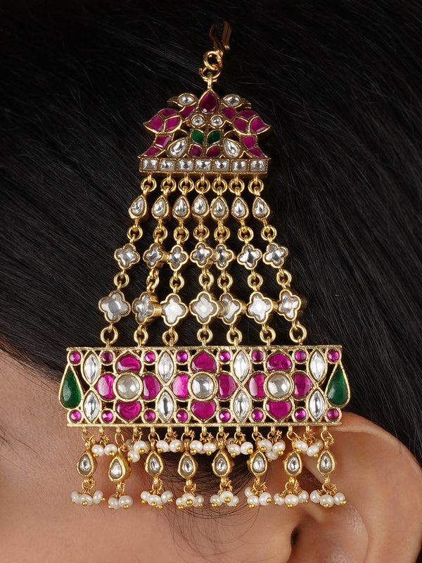 Multicolor Gold Plated Jadau Kundan Passa - MP25M