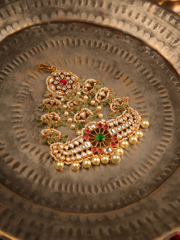 Multicolor Gold Plated Jadau Kundan Passa - MP26M