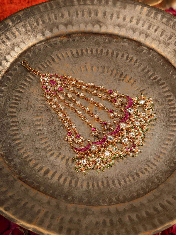 Pink Color Gold Plated Jadau Kundan Passa - MP30WP