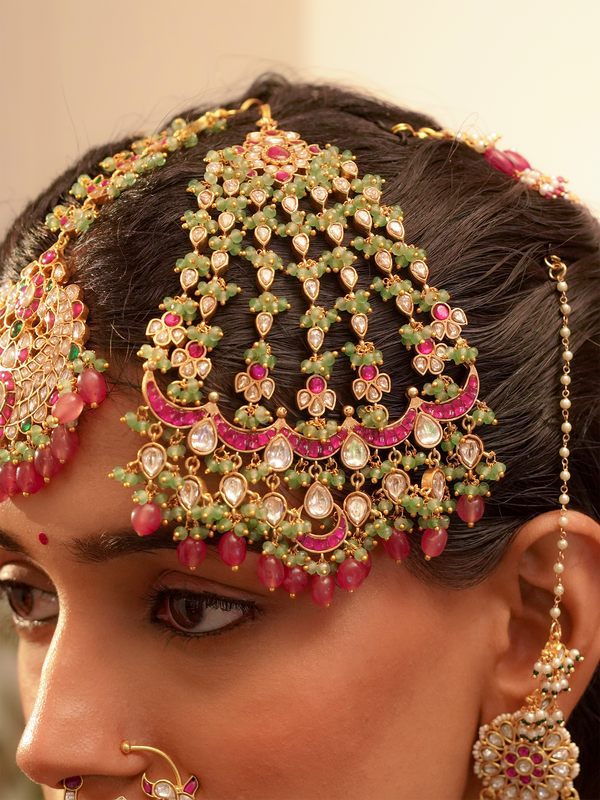 Pink Color Gold Plated Jadau Kundan Passa - MP30WP