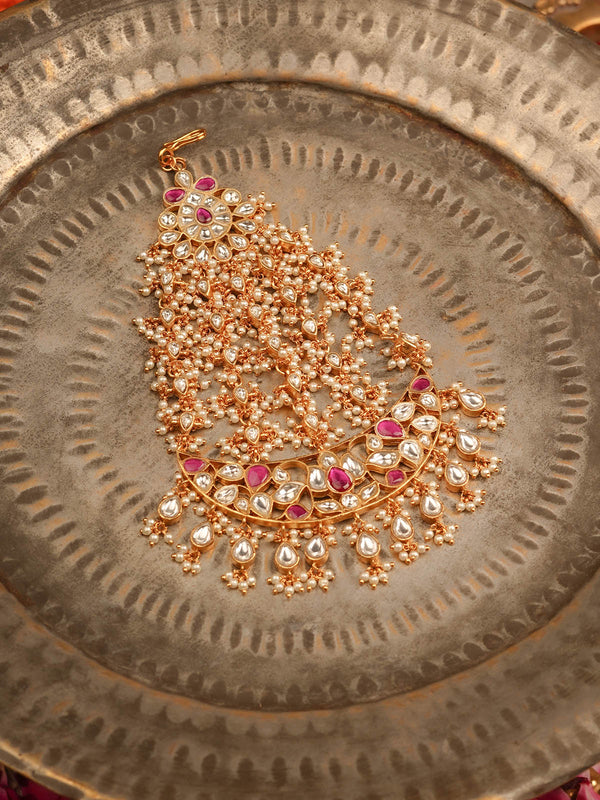 Pink Color Gold Plated Jadau Kundan Passa - MP31WP