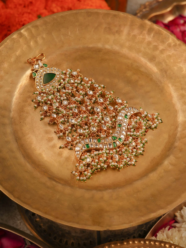 Green Color Gold Plated Jadau Kundan Passa - MP32WGR