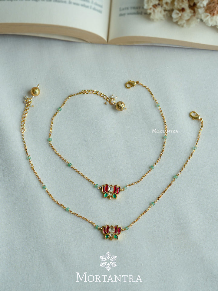 MPYL27 - Multicolor Gold Plated Jadau Kundan Payal