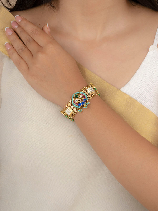 MR-BRAC125M - Multicolor Gold Plated Mishr Bracelet