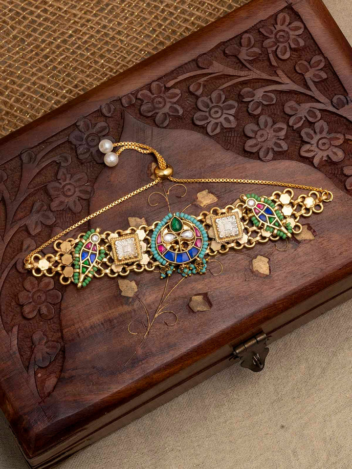 MR-BRAC125M - Multicolor Gold Plated Mishr Bracelet