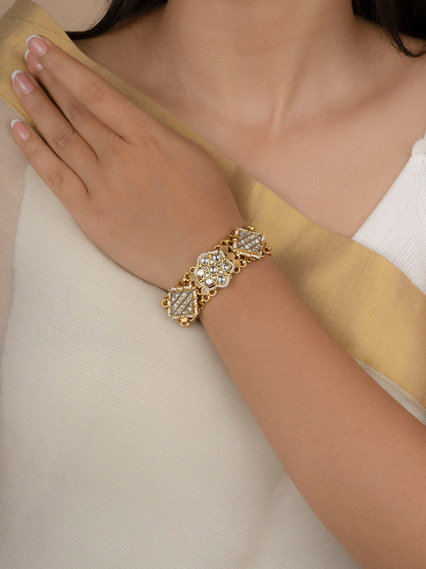 MR-BRAC126 - White Color Gold Plated Mishr Bracelet