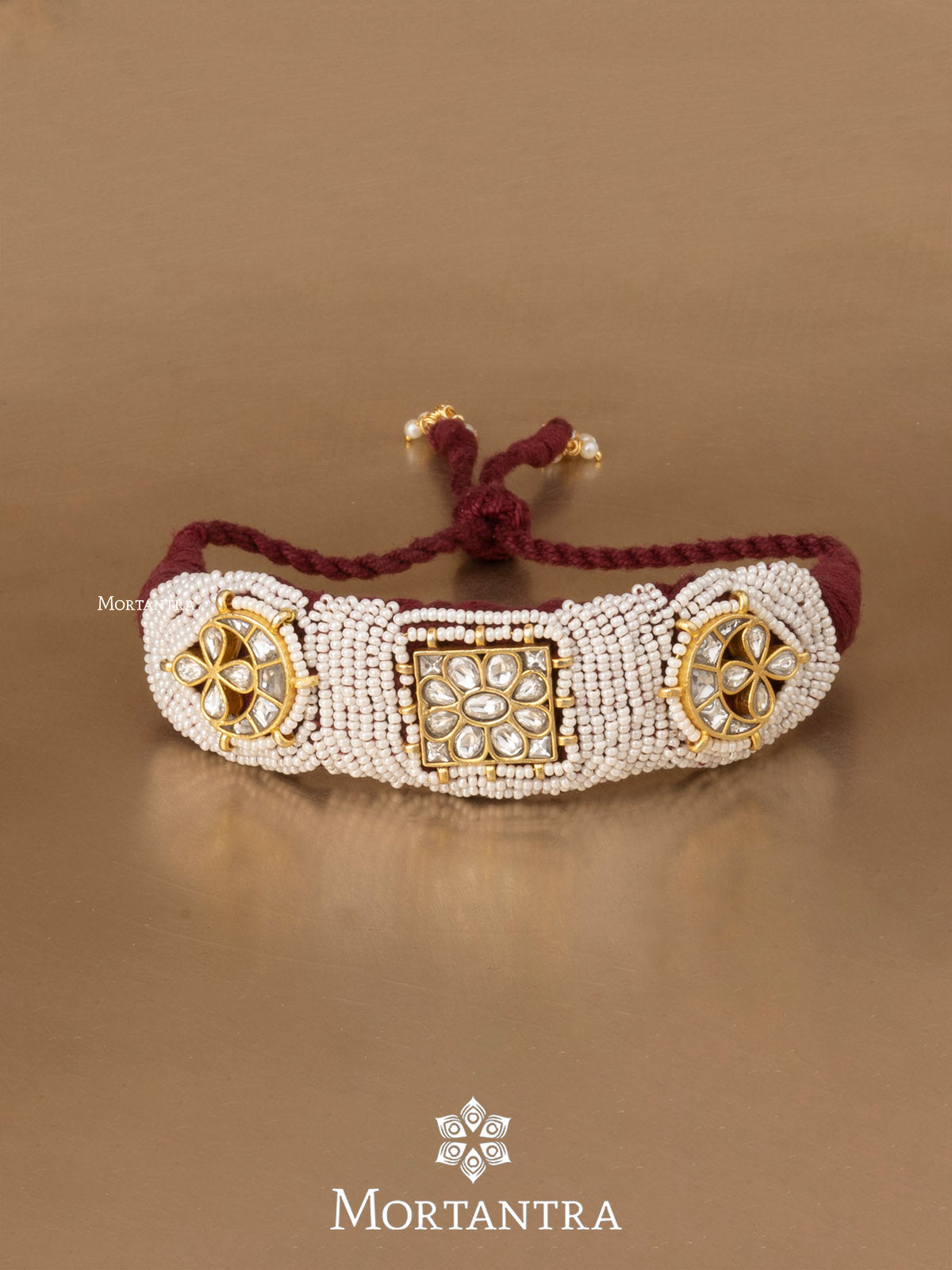 MR-BRAC137 - White Color Gold Plated Mishr Bracelet