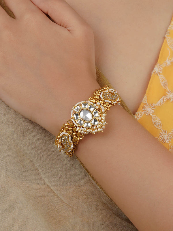 MR-BRAC75 - White Color Gold Plated Mishr Bracelet