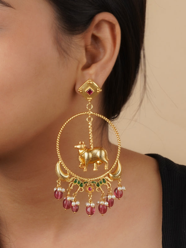 MR-E140A - Multicolor Gold Plated Mishr Earrings