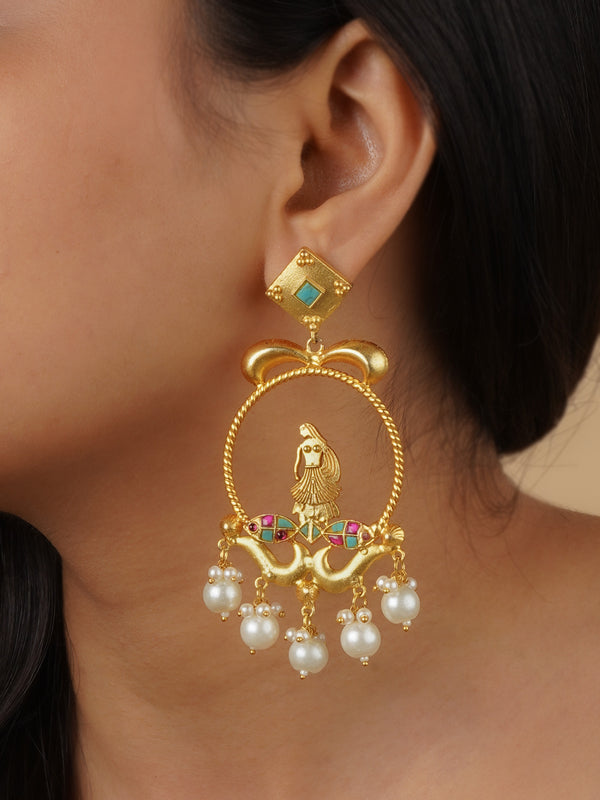 MR-E143A - Multicolor Gold Plated Mishr Earrings