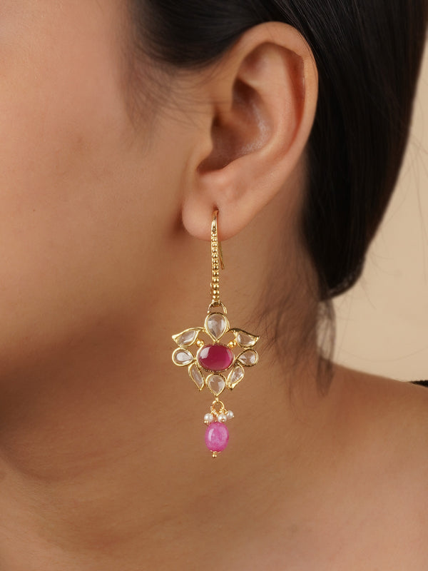 MR-E167WP - Pink Color Gold Plated Mishr Earrings