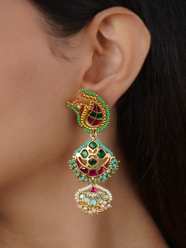 Multicolor Gold Plated Mishr Earrings - MR-E234M