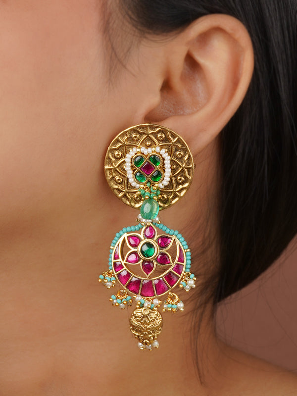 MR-E236M - Multicolor Gold Plated Mishr Earrings