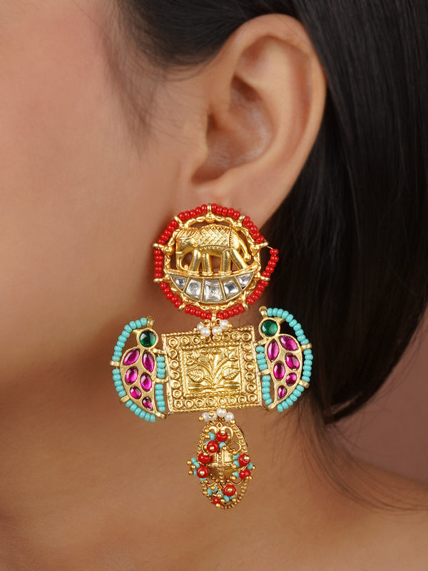 MR-E237M - Multicolor Gold Plated Mishr Earrings