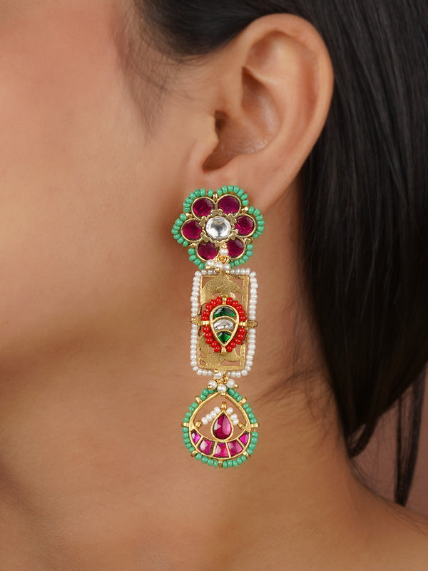 MR-E239M - Multicolor Gold Plated Mishr Earrings