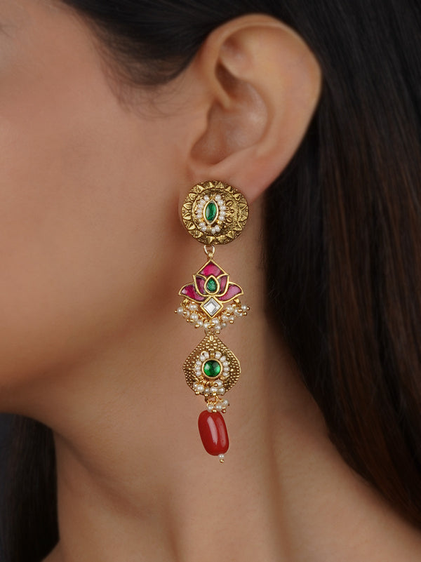 MR-E242M - Multicolor Gold Plated Mishr Earrings