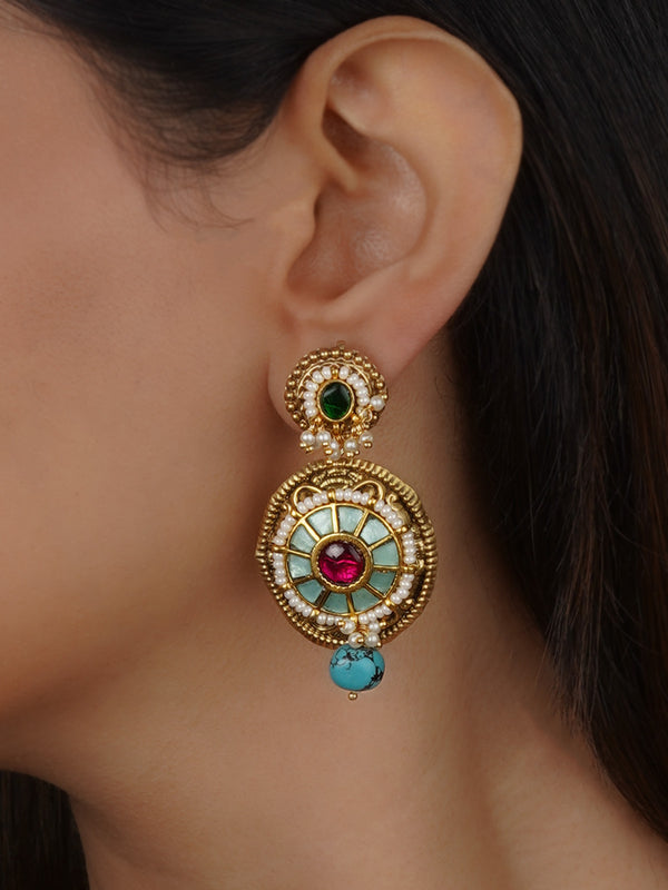 MR-E244M - Multicolor Gold Plated Mishr Earrings