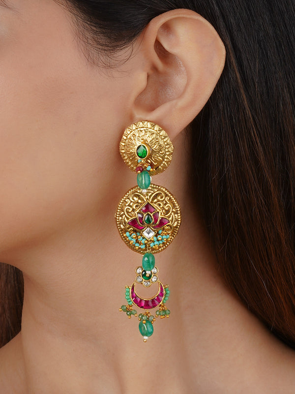 Multicolor Gold Plated Mishr Earrings - MR-E247M