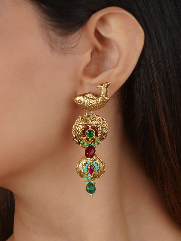 Multicolor Gold Plated Mishr Earrings - MR-E248