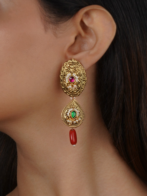 MR-E251 - Multicolor Gold Plated Mishr Earrings