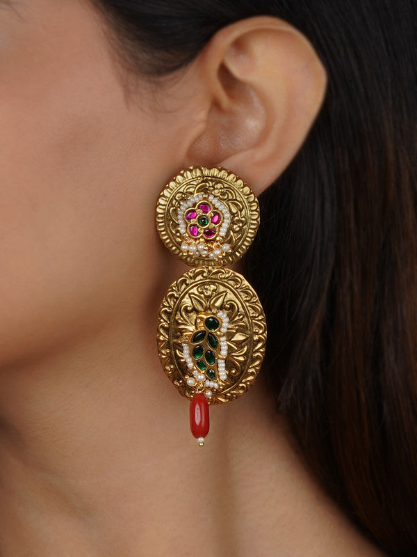 MR-E252M - Multicolor Gold Plated Mishr Earrings