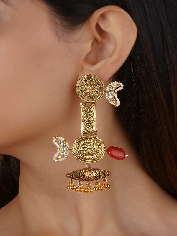 MR-E256 - Multicolor Gold Plated Mishr Earrings