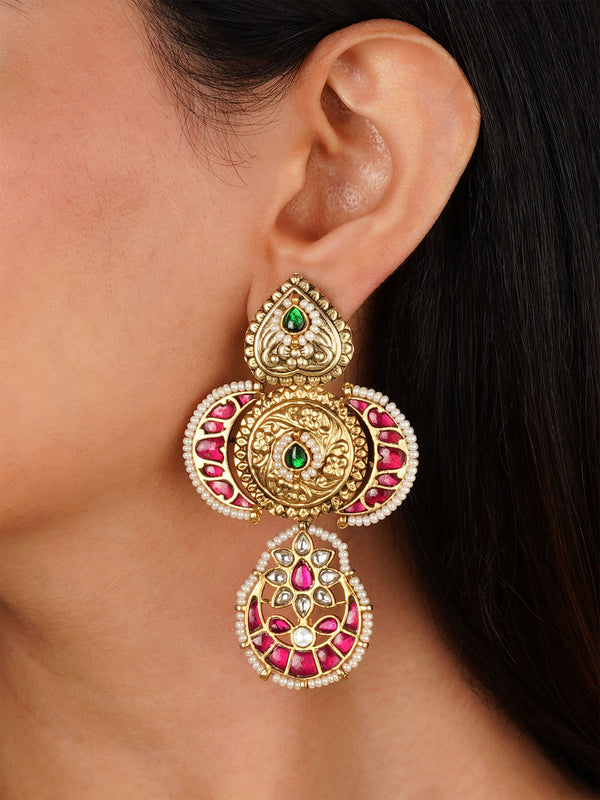 Multicolor Gold Plated Mishr Earrings - MR-E266M