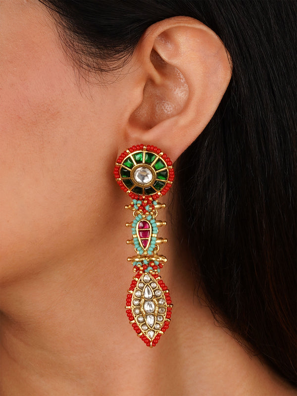 Multicolor Gold Plated Mishr Earrings - MR-E267M