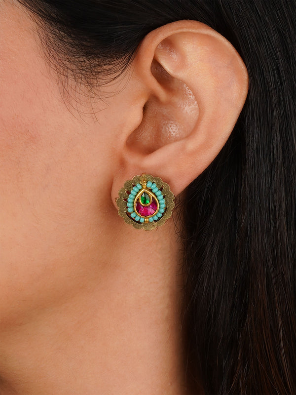 Multicolor Gold Plated Mishr Earrings - MR-E268