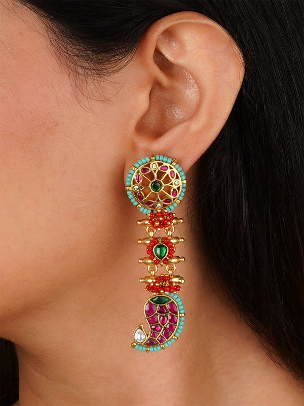 Multicolor Gold Plated Mishr Earrings - MR-E270M