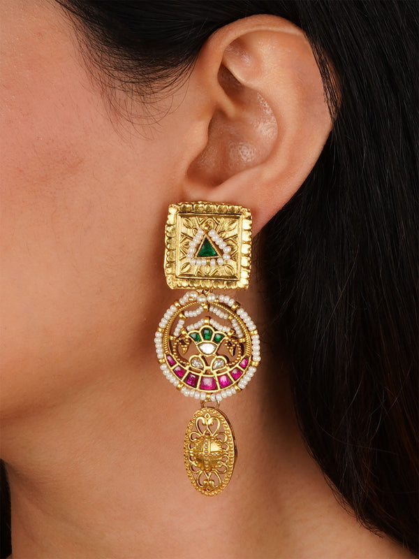 Multicolor Gold Plated Mishr Earrings - MR-E271M