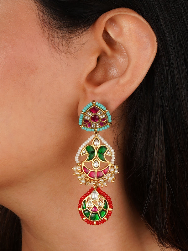 Multicolor Gold Plated Mishr Earrings - MR-E276M