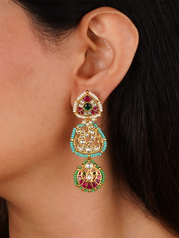 Multicolor Gold Plated Mishr Earrings - MR-E277M