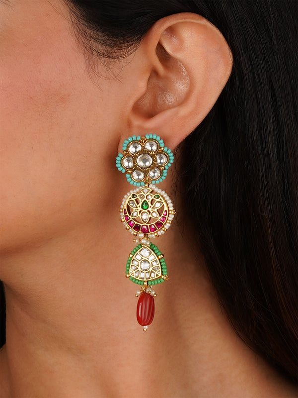 Multicolor Gold Plated Mishr Earrings - MR-E278M