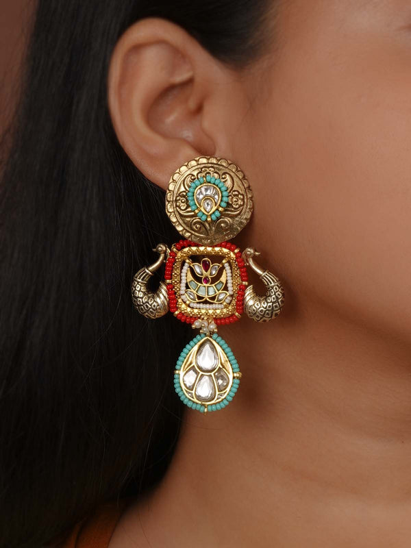 Multicolor Gold Plated Mishr Earrings - MR-E281