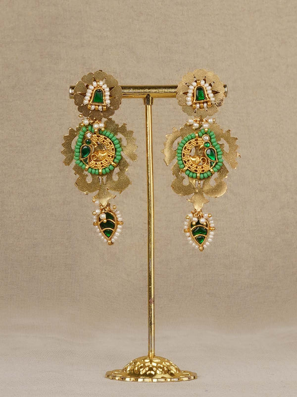 Green Color Gold Plated Mishr Earrings - MR-E287